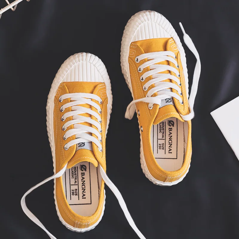 

2021 NEW Korean Canvas Shoes Woman Fashion Sneakers Low Cut Lace-up Zapatos De Mujer Casual Flats Shoes Woman High Quality
