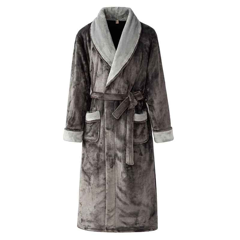 Зимний Однотонный мужской халат махровый Женский Повседневный кимоно домашнее