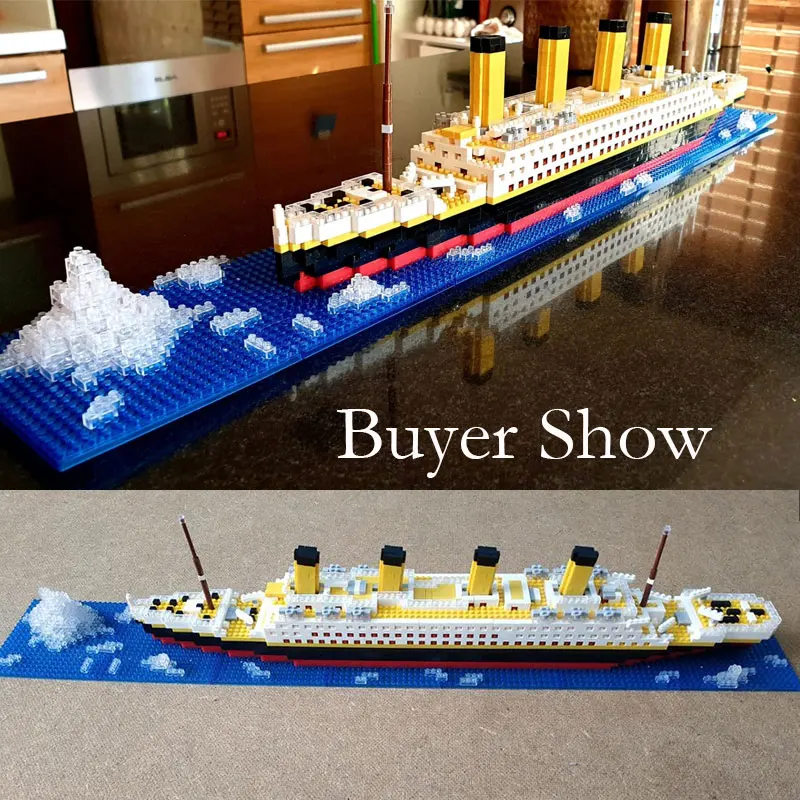 1860pcs Titanic Model Large Cruise Ship/Boat 3D Micro Building Blocks Bricks Collection DIY Toys for Children Christmas Gift - купить по