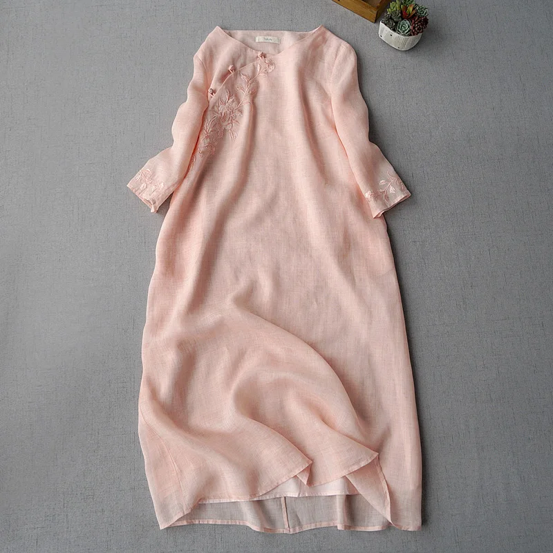 

Женская свободная винтажная вышивка, Удобная тонкая вышивка в винтажном китайском стиле, на пуговицах, с наклонной вышивкой, стирается в во...