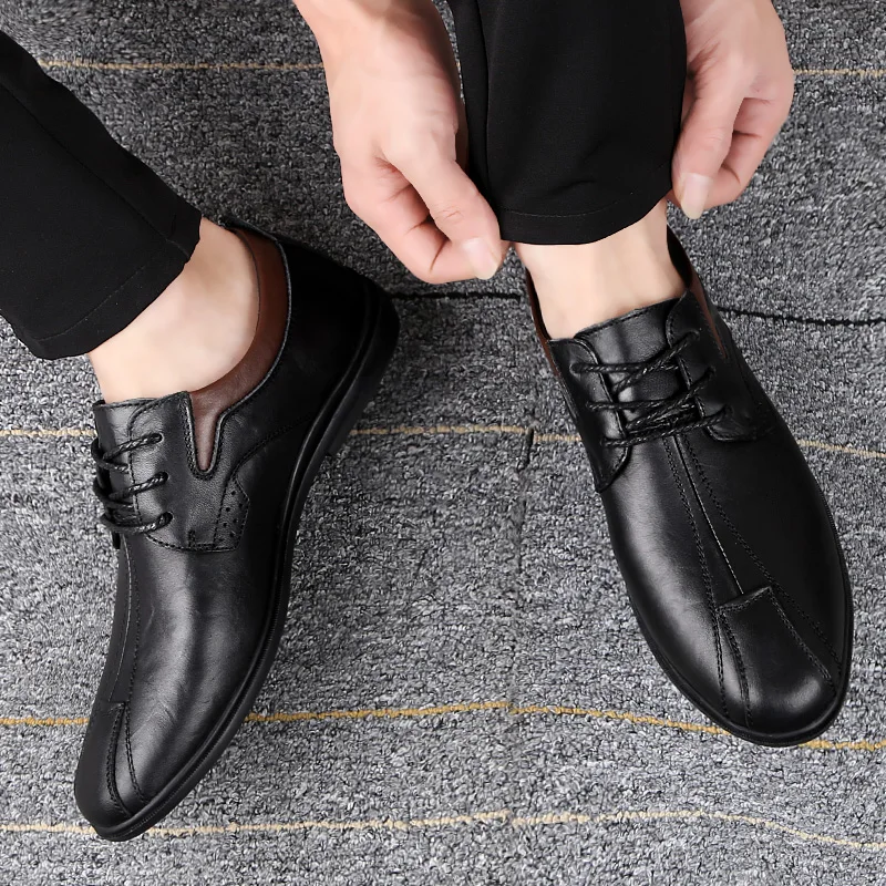 

Genuine Leather Men Casual Shoes Zapatos De Hombre Oxford Man Shoes Sandals Lace Up for Work Male Driving Shoes Size 37-45 *