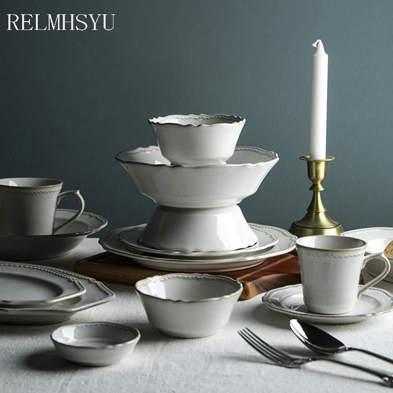 1 шт. рельефная тарелка RELMHSYU в европейском стиле ретро обеденные тарелки кружка