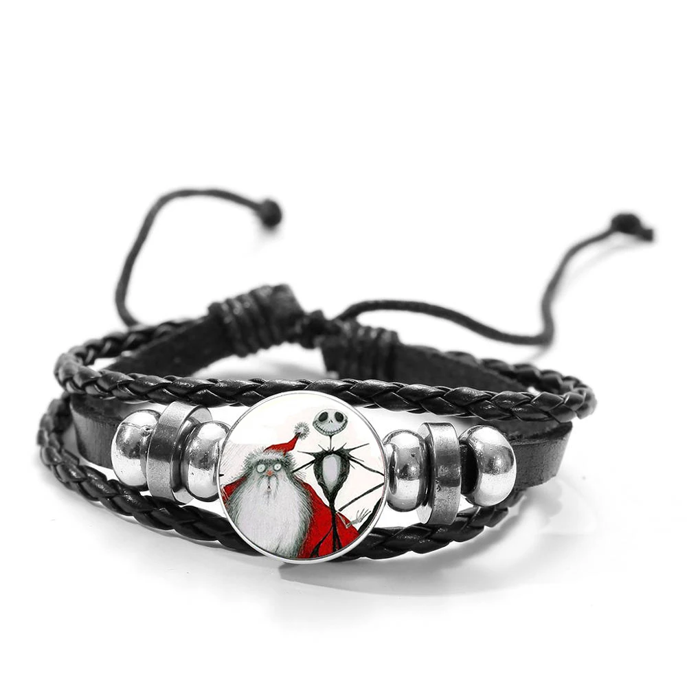 С принтом &quotКошмар перед Рождественская Кнопка браслет Джек Скеллингтон и Салли