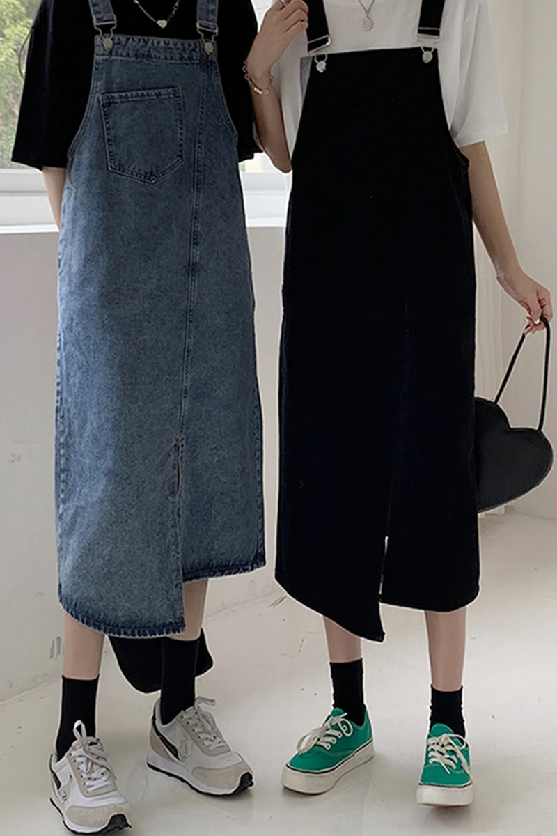 Женское платье свободного покроя джинсовые подтяжки большого размера женские