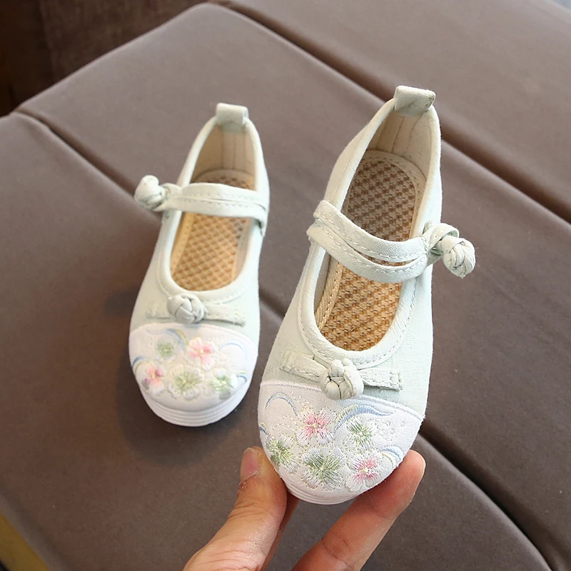 Детская парусиновая народная стильная детская повседневная обувь для девочек