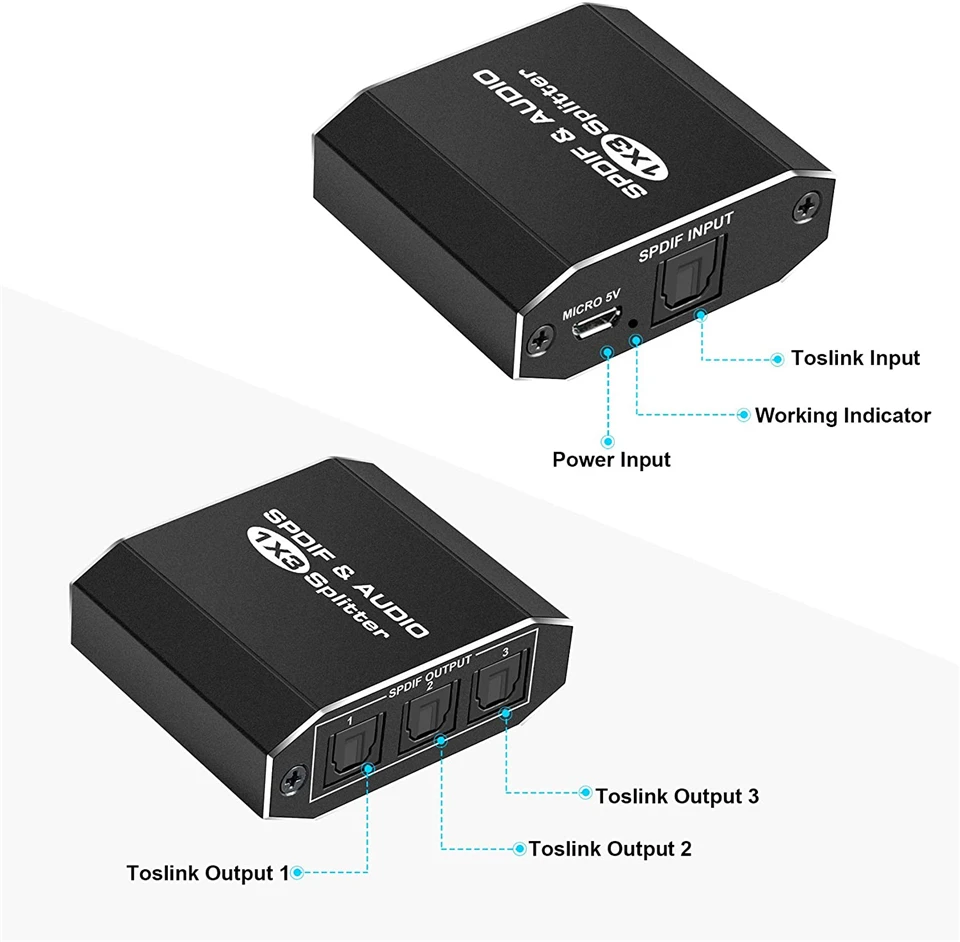 2021 лучший оптический цифровой аудио сплиттер 1x3 Toslink Spdif один вход 3 выхода
