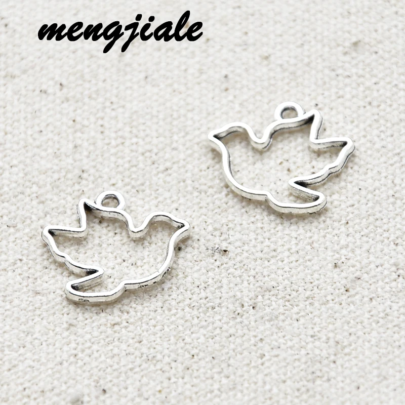 

20pcs Two Color Alloy Jewelry Accessories Hollow Peace Dove Charms fit Glue Blank Pendant Tray Bezel 18*17mm