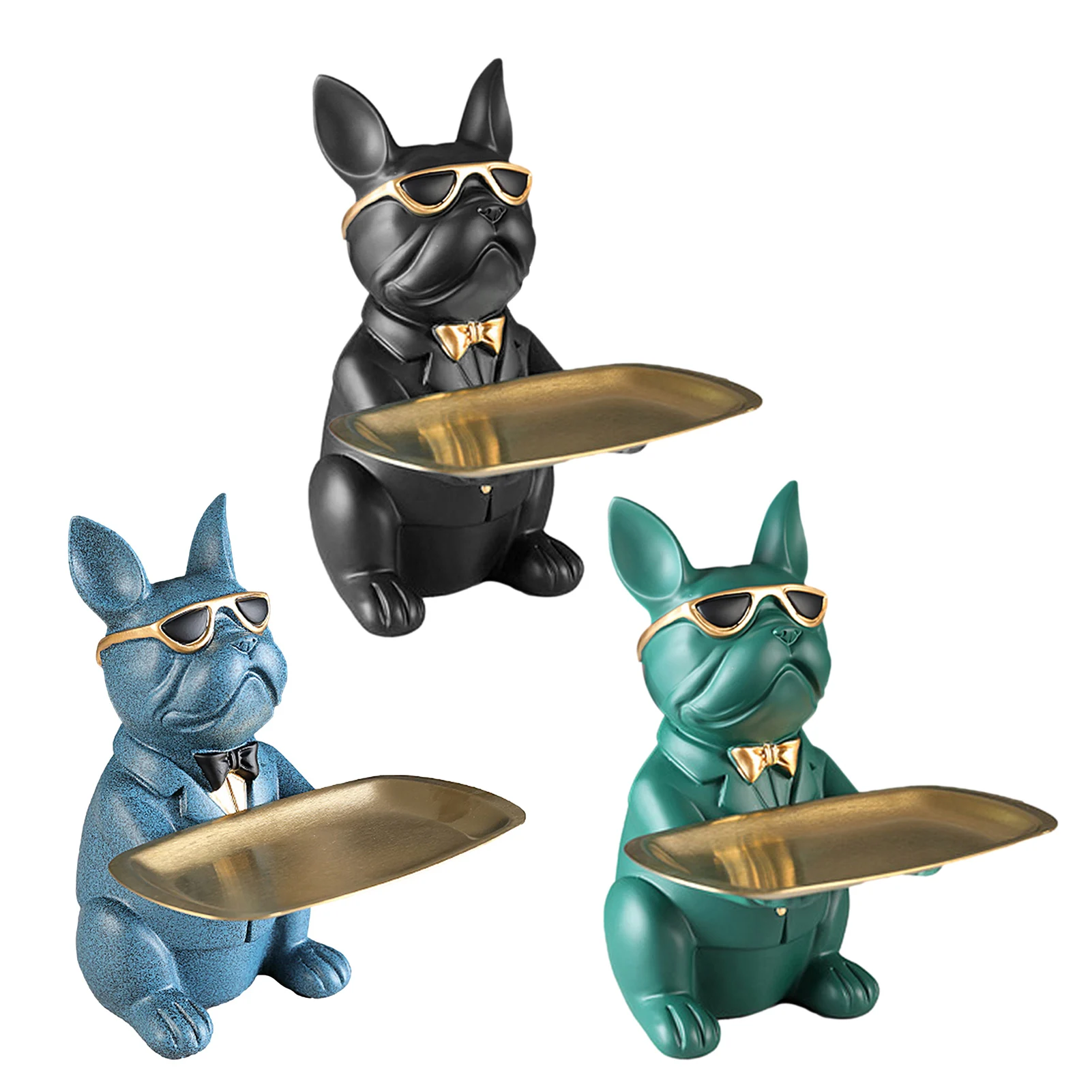 

Cool Bulldog Sculpture Bulldogs Decorative Figurine Storage Tray Coin Bank Entrance Key Snack Holder Home Desktop Ornament Decor