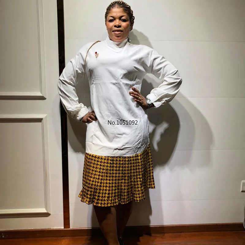 Повседневное белое платье с леопардовым принтом гусиная лапка Плиссированное