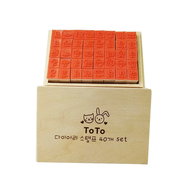 4 компл./Лот деревянные штампы с милыми животными дневник узор резиновые