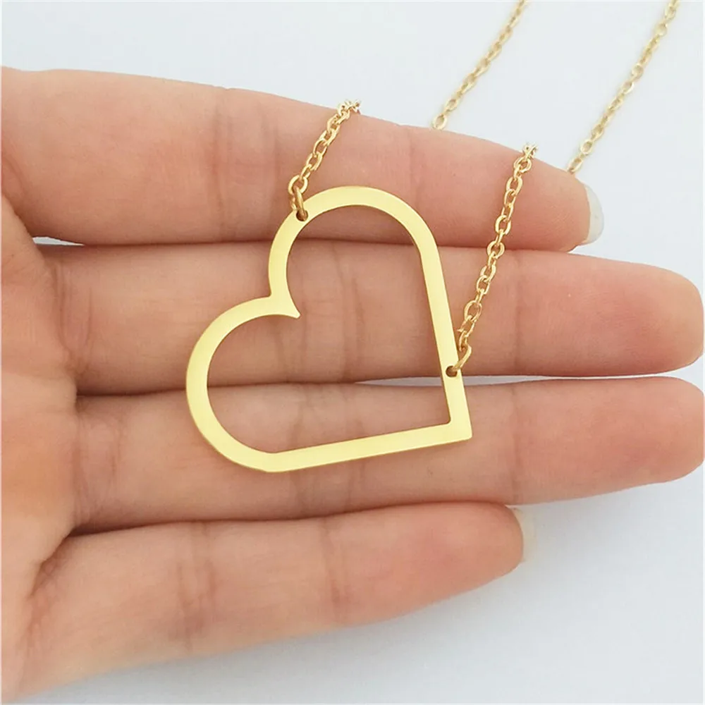 

Bulk 10pcs Simple Heart Pendant Necklace Women's Accessories Stainless Steel Chain Collares Necklace Bff Gift