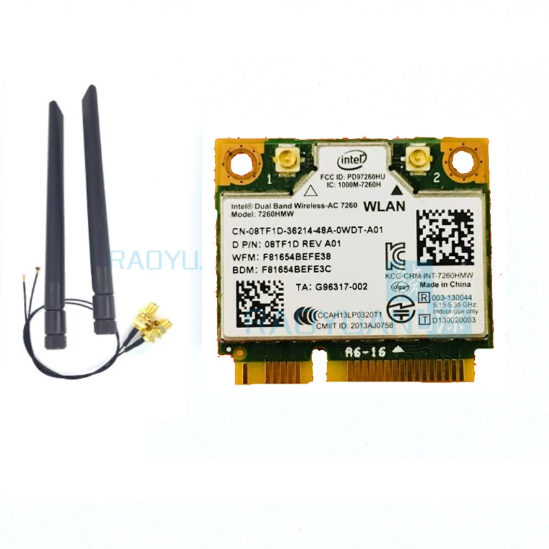 AC карта для intel Двухдиапазонная Беспроводная-AC7260 7260HMW 7260AC 7260HMWAC 867 Мбит/с+ Bluetooth 4,0 Половина мини PCI-e беспроводная wifi карта