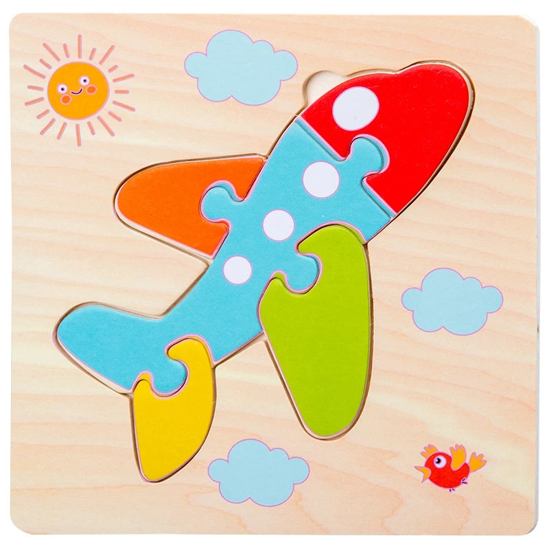 MP485-10 Kids Toys Montessori 3D Puzzles Toys for Children Cartoon Traffic Animal Wooden Puzzle Jigsaw Baby Education Toy Puzzles Gift - Цвет: MP485-10