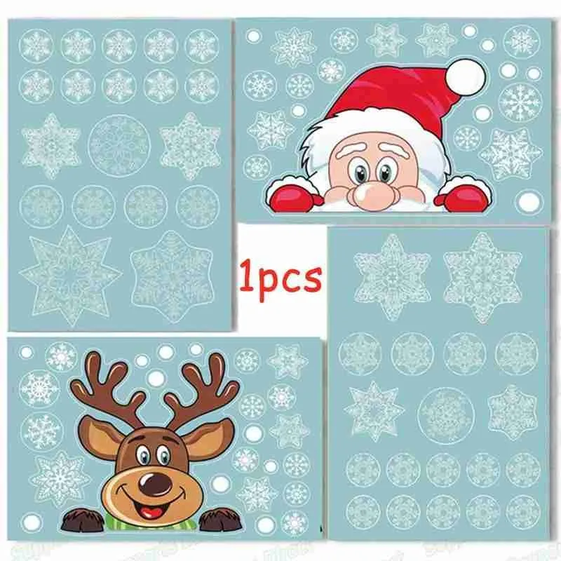 Рождественские наклейки на окна ПВХ статический стикер украшать домашний Windows