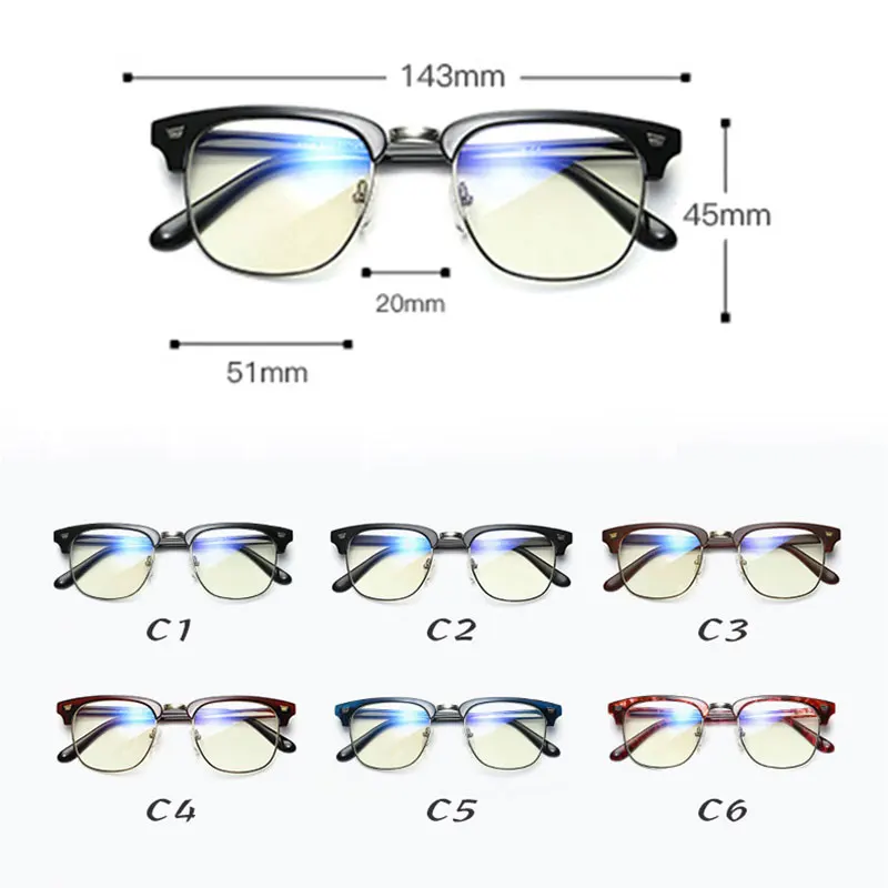 

Anti Blue Light Blocking TR90 Glasses Fashion Oversized Semicircle Glasses Frame Computer Gaming Reading Eyeware Unisex Women