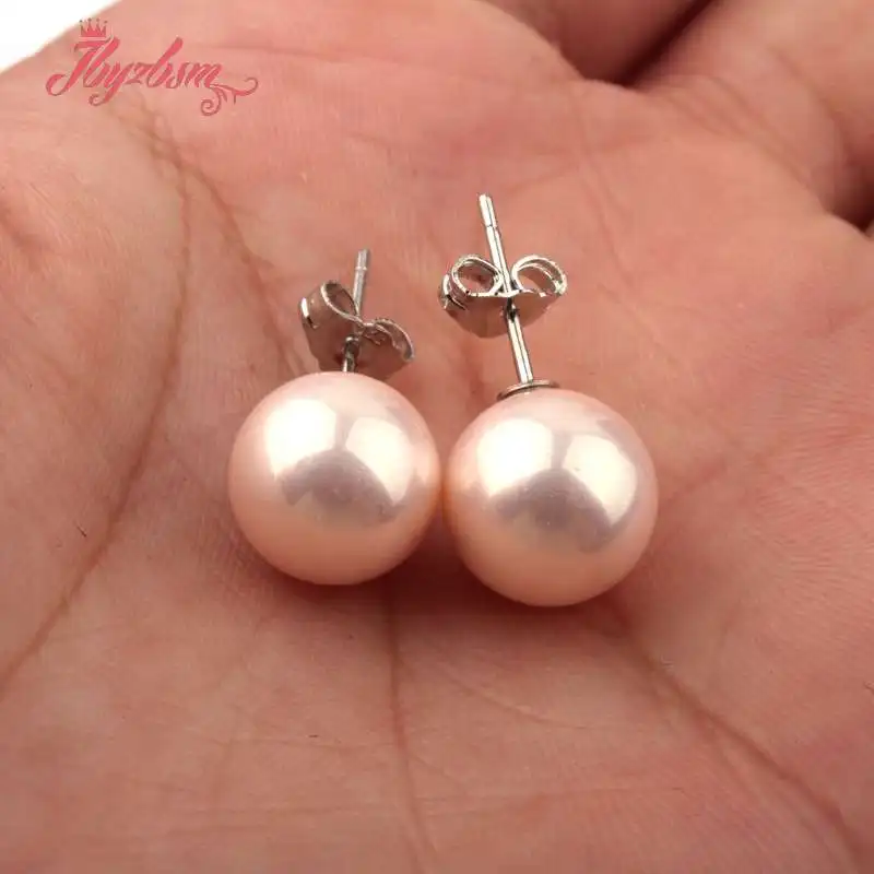 Женские серьги-гвоздики с жемчугом 10 мм | Украшения и аксессуары