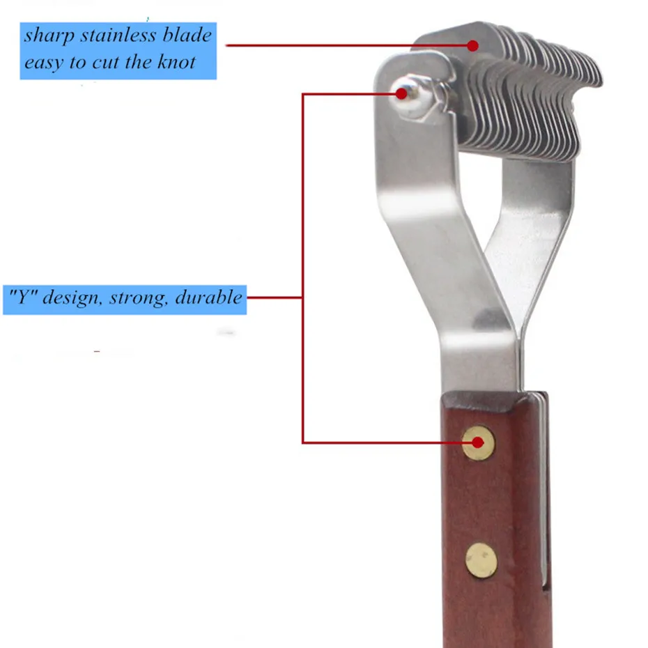 MTL dog comb pet dog removes hair grooming comb groomer brush for dog cat with wooden handle
