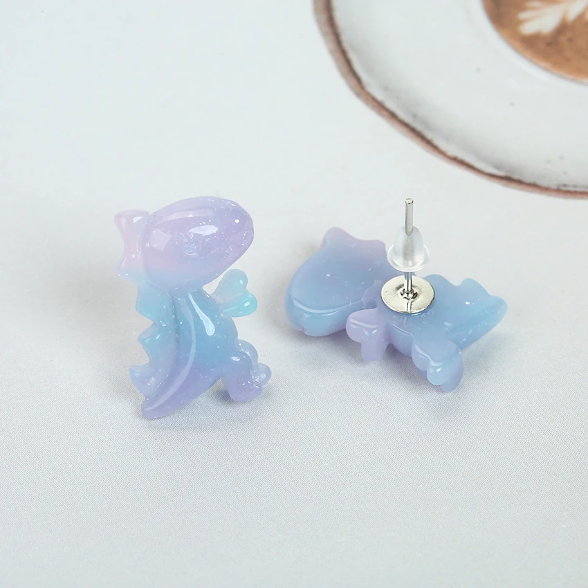 1pair 23*13 mm Colorful Cartoon Resin Dinosaur Stud Earrings for Kids Girls Teens Jewelry | Украшения и аксессуары