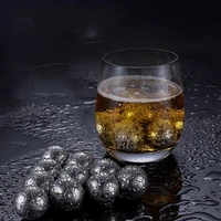 Spherical 304 Stainless Steel Ice Soccer Balls with Clip Storage Box Reusable Bar Chilling Stones For Whisky Wine Fast Cooling