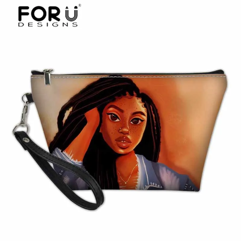 FORUDESIGNS/портативный для макияжа Сумки для женщин черные художественные африканские американские девушки косметички дамы туалетные принадлежности органайзеры сумки - Color: YQ4568Z8