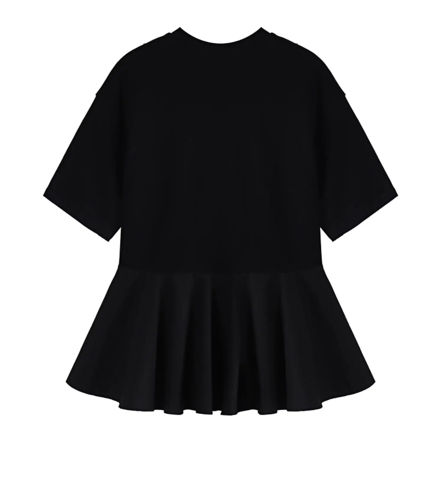 

Fashion Ruffled Stitching Casual T-shirt for Female 2021 Summer New Loose Round Neck Solid Color Short Sleeve Top Women's