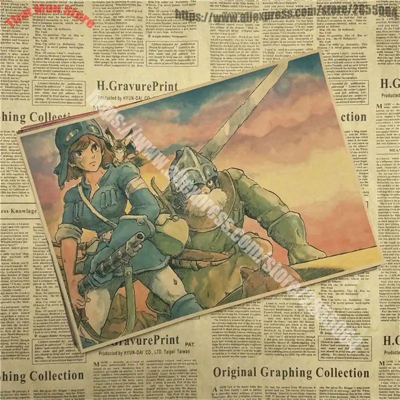 Комикс Nausicaa долина ветра ретро-постер к фильму крафт-бумага декоративная живопись