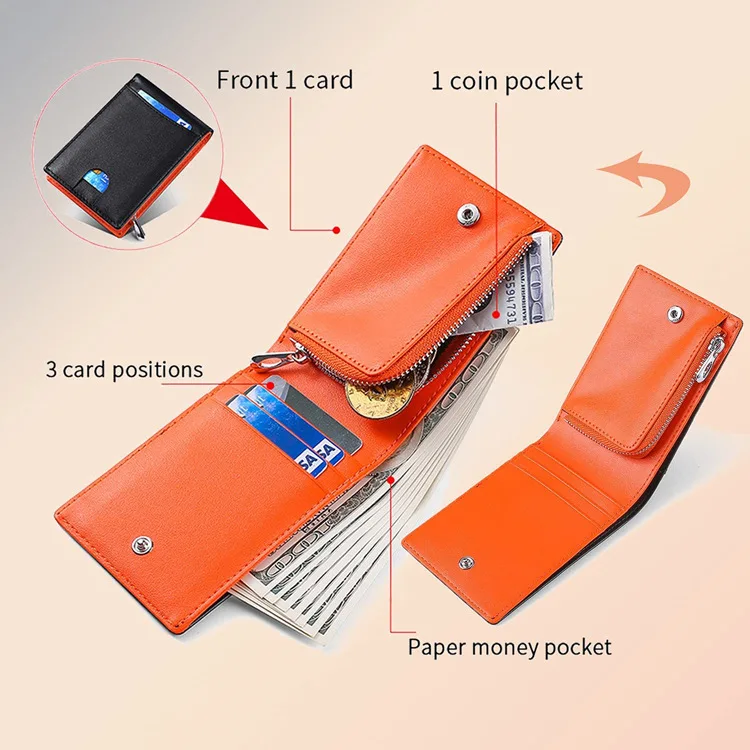 

Minimalist Business Wallet Genuine Leather Wallets Card Holder RFID Blocking Double Fold Shuangpin Color Ultra-thin Men Purses