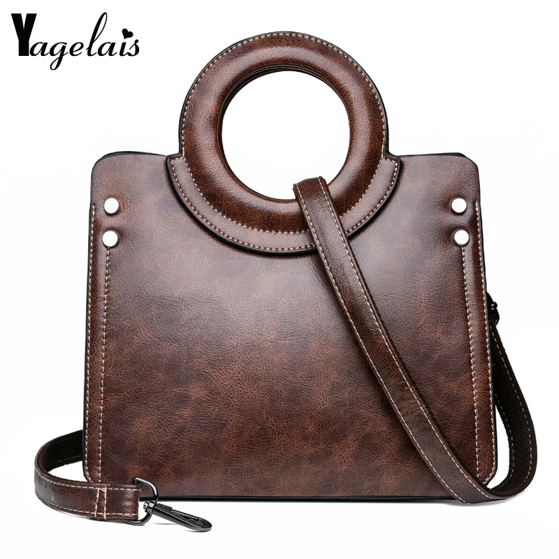 

Bag Women Vintage Retro Messenger Bags Small Brown PU Leather Cross Body Bag Female Patchwork Zipper Handbag Lady 2019