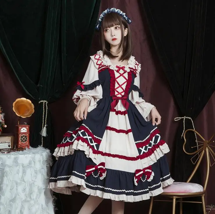 

Shiroyuki Hime Original Design Women's Lolita Princess Dress Gorgerous Lace Trim Half Sleeve One Piece Elegant Girl