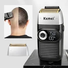 Мужской триммер Kemei, машинка для бритья бороды, лица, триммер, бритва с возвратно-поступательным цифровым дисплеем, аксессуары для парикмахера, короткие волосы