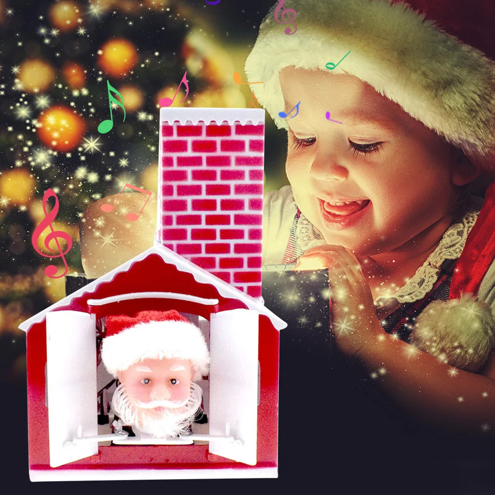 

2021 Christmas Electric Music Santa Claus Doll Drilling Chimney Drill House Toys Funny Present for Children Birthday Gifts