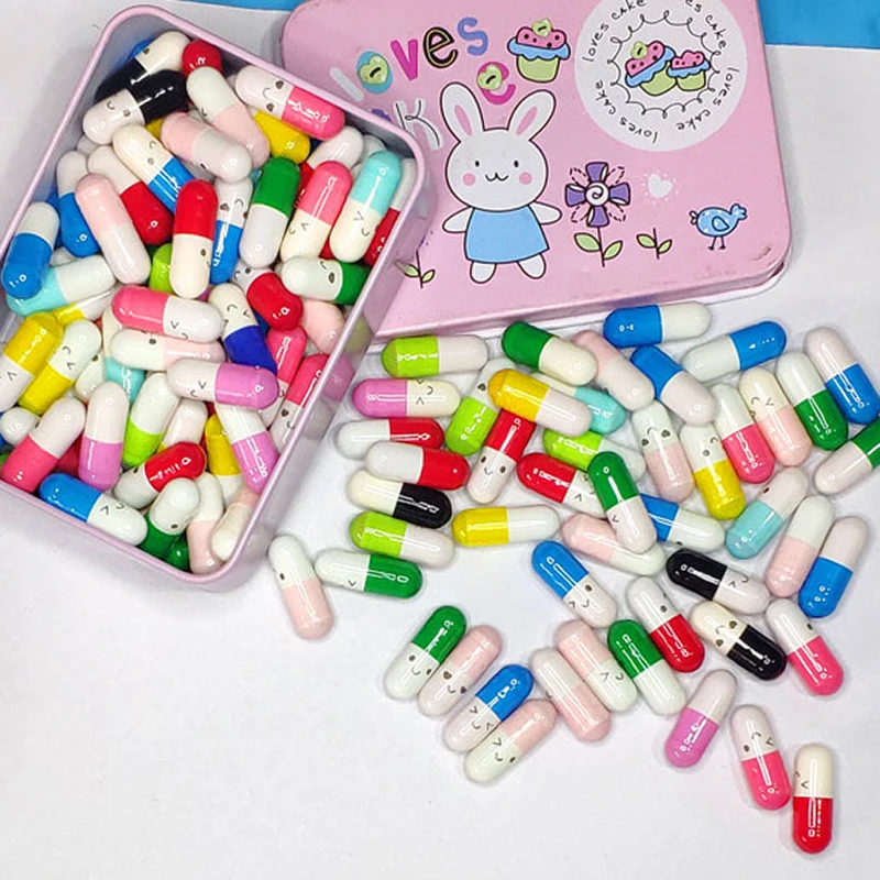 

50PCs Smilie Creative Love Letter Capsule Mini Gift Boxes Wish Bottle With Paper Scrip Secret Words Party Christmas Lover Gifts
