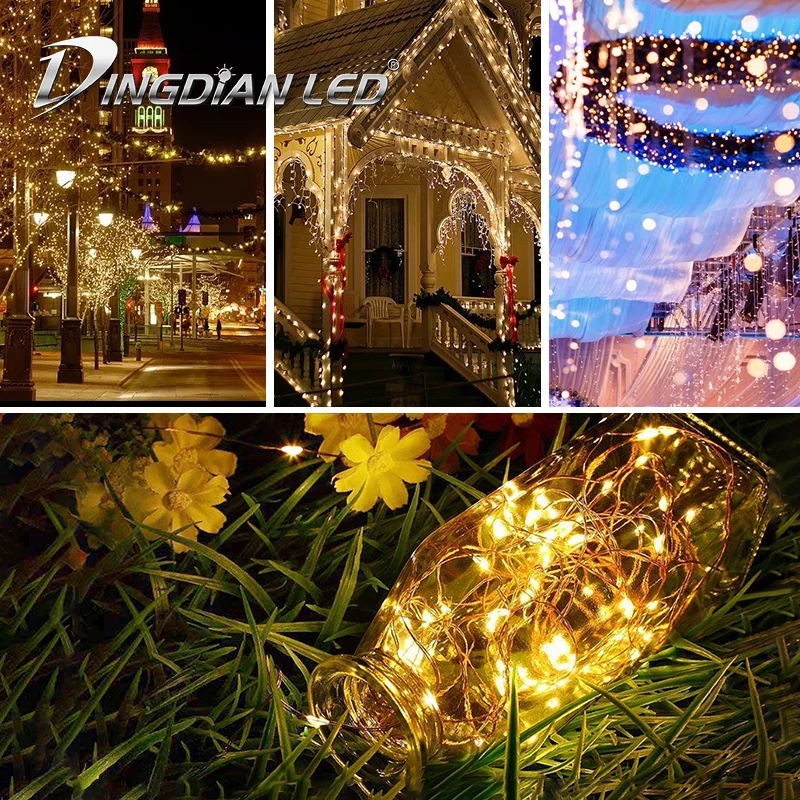 2 Packs Solar String Lights,33Ft 100LEDs IP65 Waterproof Decorative Copper Wire String Lights for Party,Garden,Wedding,Christmas