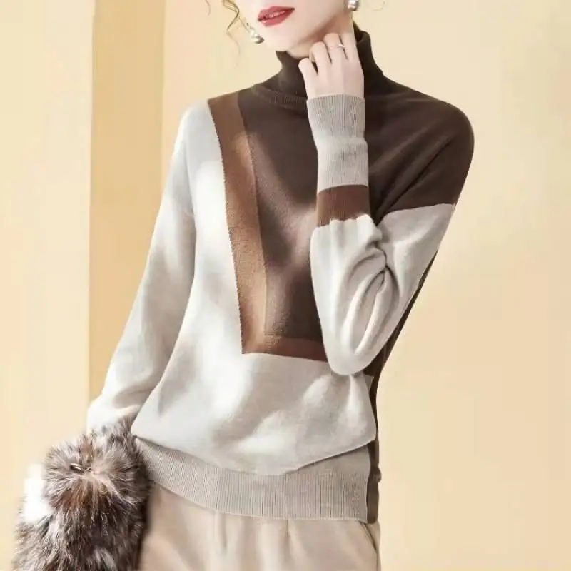 

CGC Fashion Sweater Women Turtleneck Winter Warm Knitted Pullover Thicken Long Sleeve Top Women Oversize Sweater Casual Jumper