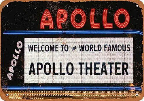 

Металлический знак 8x12, театр Apollo, Нью-Йорк, ретро жестяной декор для стен