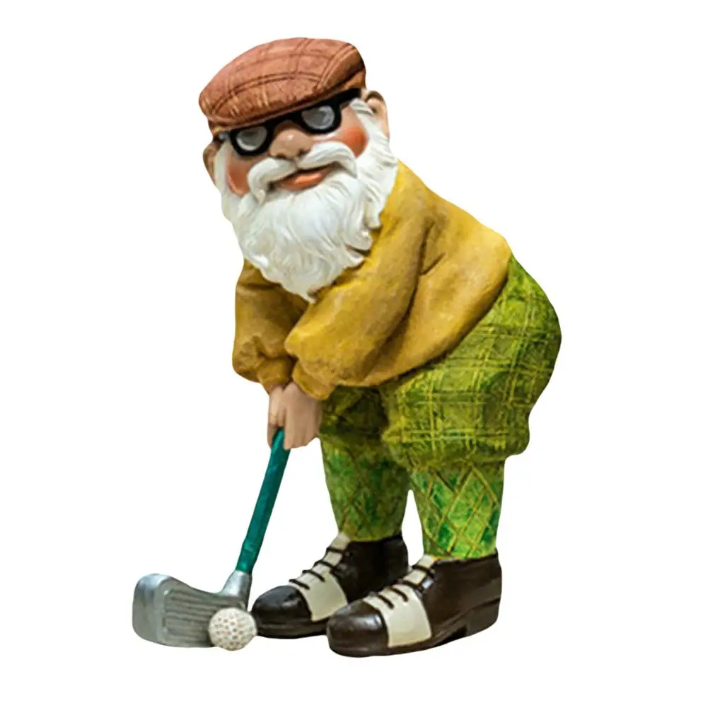 

Resin Golf Gnome Sculpture Dwarf Art Statues Garden Ornament Home Decor Outdoor Balcony Porch Patio Yard Garden Decoration
