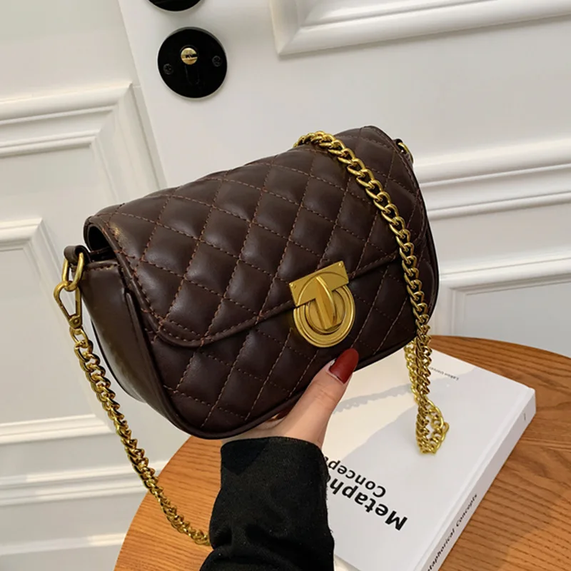 

Lingge Embroidery Thread Shoulder Bag 2021 Women's Bag New All-match Chain Bag Messenger Bag Fashion Portable Small Square Bag