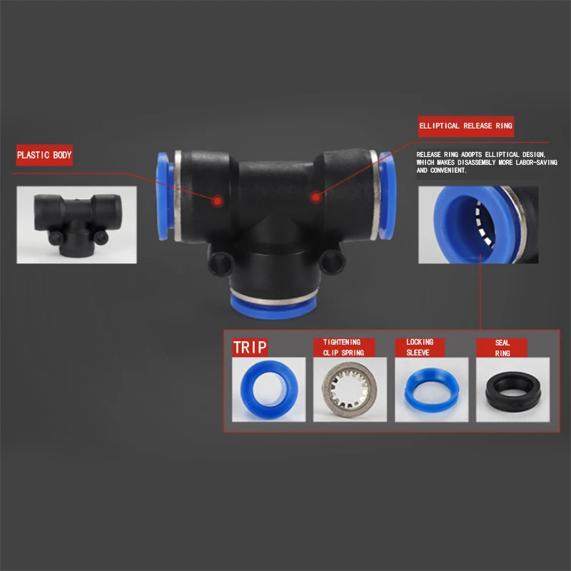 1pcs Tube Fitting Plastic Push To Connect Fittings Tee Fit Pipe | Обустройство дома