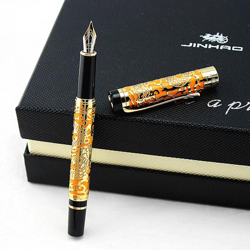 Jinhao 5000 Роскошная металлическая перьевая ручка красивая текстура дракона резьба