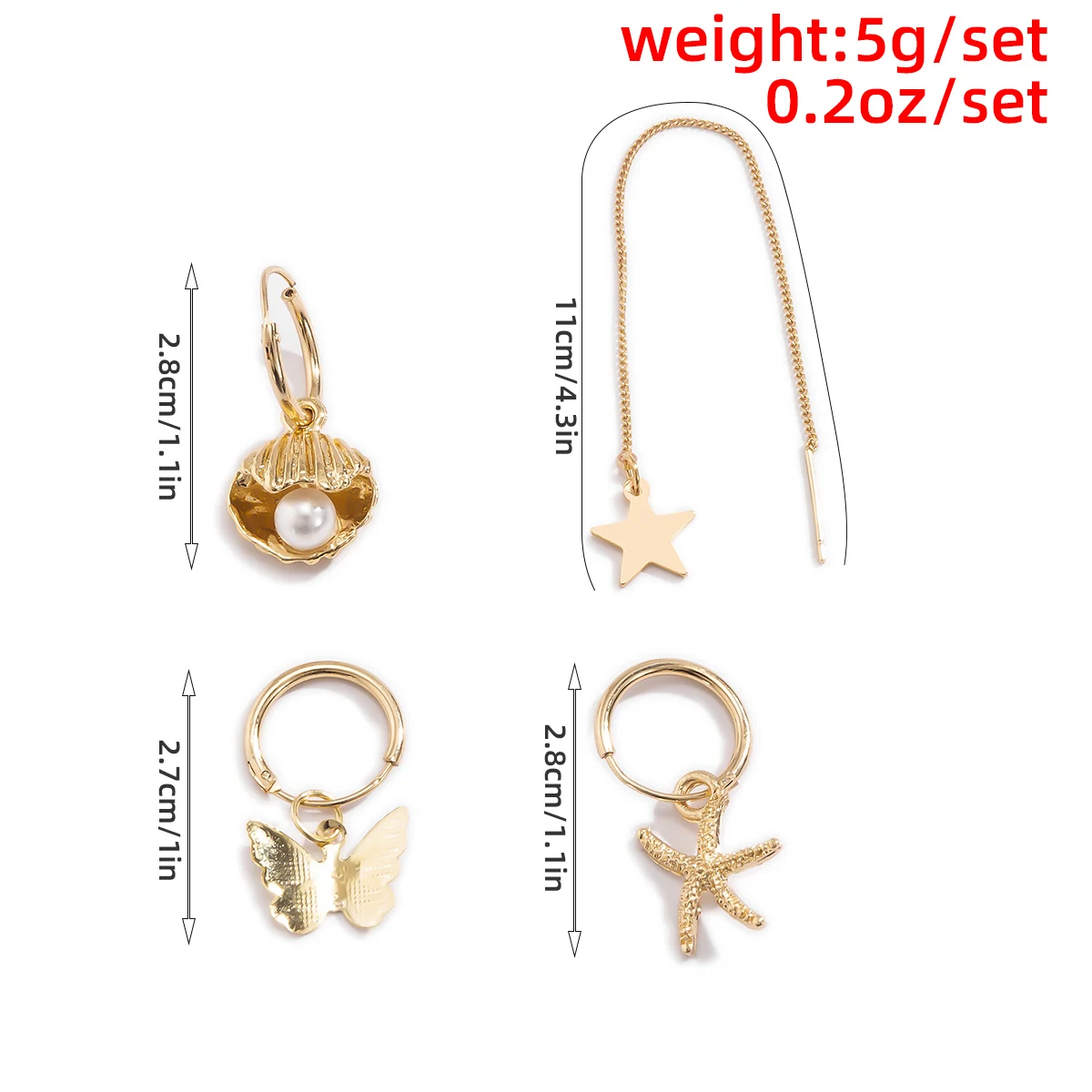 

Cute Sweet Star Shell Butterfly Tassel Dangling Fashion Geometric Round Imitation Pearls Drop Earring For Women Wedding Jewelry