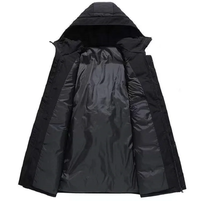 Men's Down Jacket Winter Men's Workwear Down Jacket Mid-length Warm Coat Korean Version Thickened Hood Men's Casual Wear