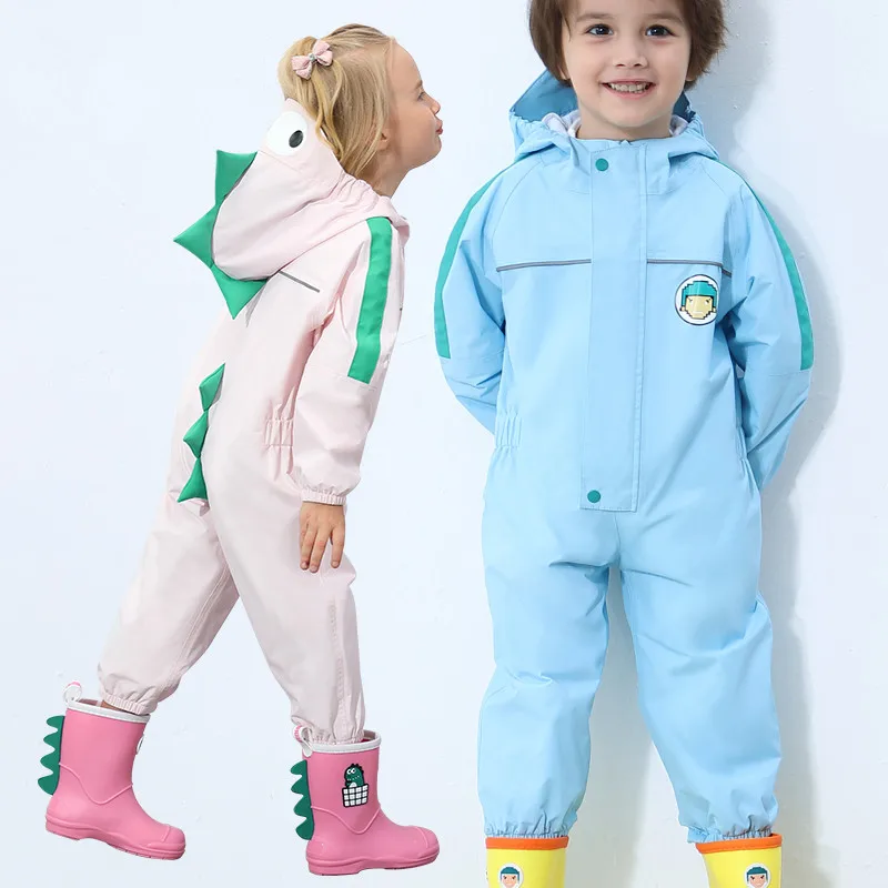 

90-130CM Waterproof Raincoat For Children Kids Baby Rain Coat Poncho Boys Girls Primary School Students Siamese Suit