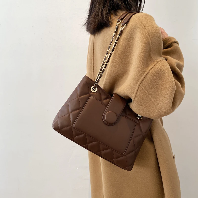 

OLSITTI Fashion PU Leather Diamond Lattice Chain Crossbody Bags for Women 2021 New Casual Shoulder Bags Ladies Trend Handbag