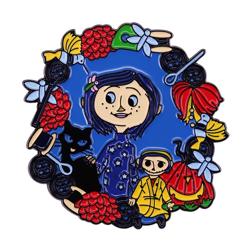 Милая эмалированная штифтовая булавка Coraline для девочек аниме Фанаты