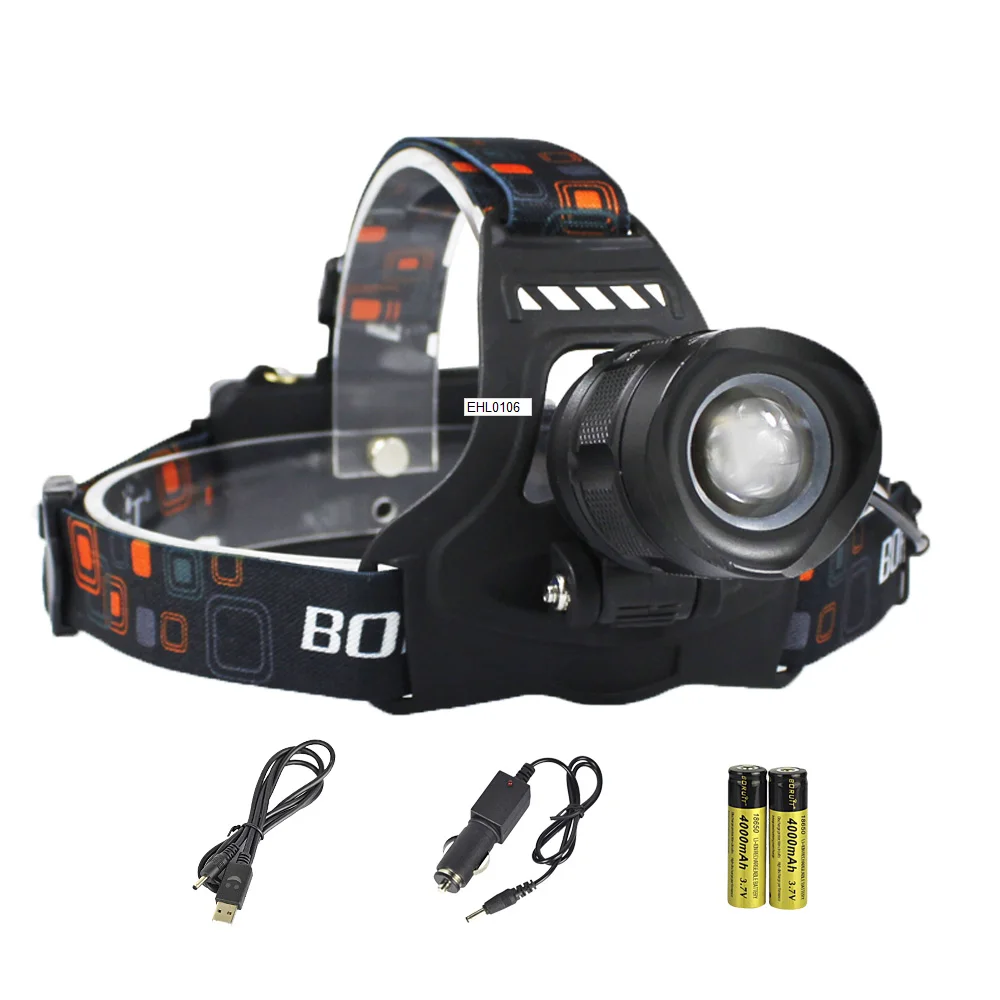 BORUiT RJ-2157 светодиодный фары высокой Мощность 5000LM XM-L2 Фара 5-Режим масштабирования Фонарь налобный 18650 Перезаряжаемые Мощность с фонариком - Испускаемый цвет: D