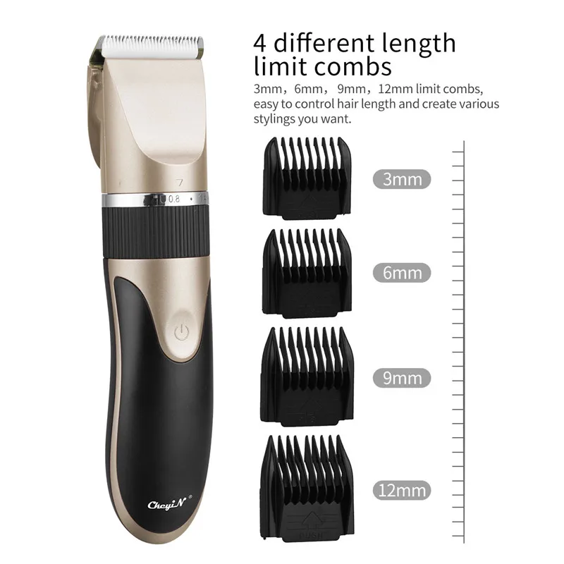 

USB Rechargeable Ceramic Hair Clipper Electric Men Barber Hair Cutting Machine Trimmer Shaver Cordless Hair Trimmer
