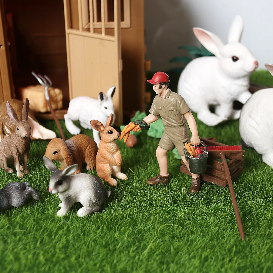 

Realistic Hare Lop Rabbit Figure Bunny Figurines breeder Animal model Playset,Rabbit Cake Topper Educational toy for Kids