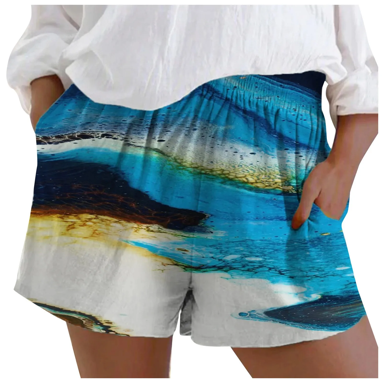 

40# Women's Shorts Floral print Ladies Drawstring Pockets Short Pants New Summer Sports Pants harajuku Streetwear Plus Size