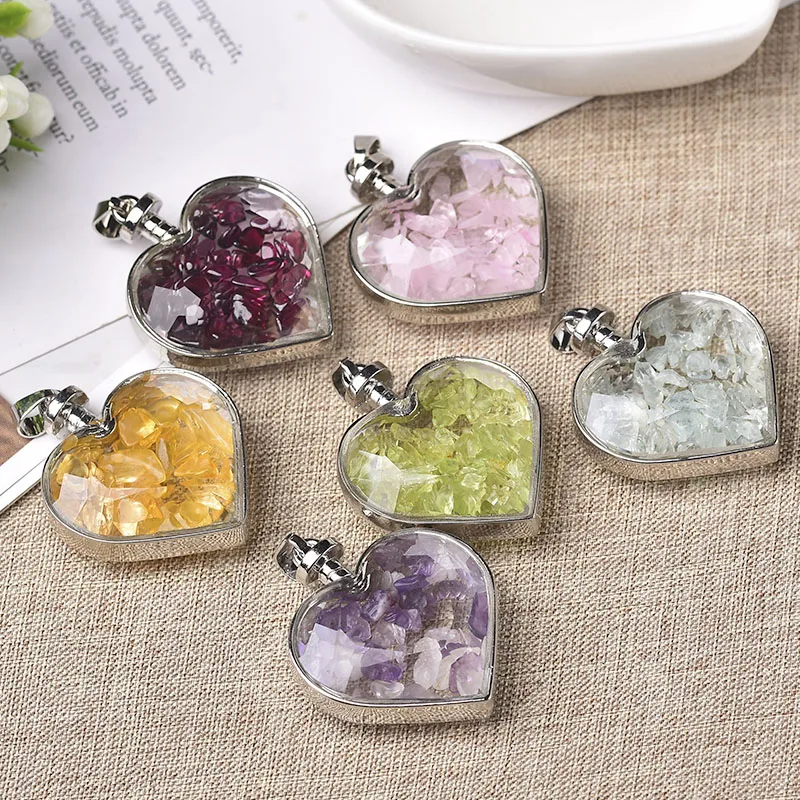 Модные простые натуральные кристаллы подвеска в форме сердца ожерелье для
