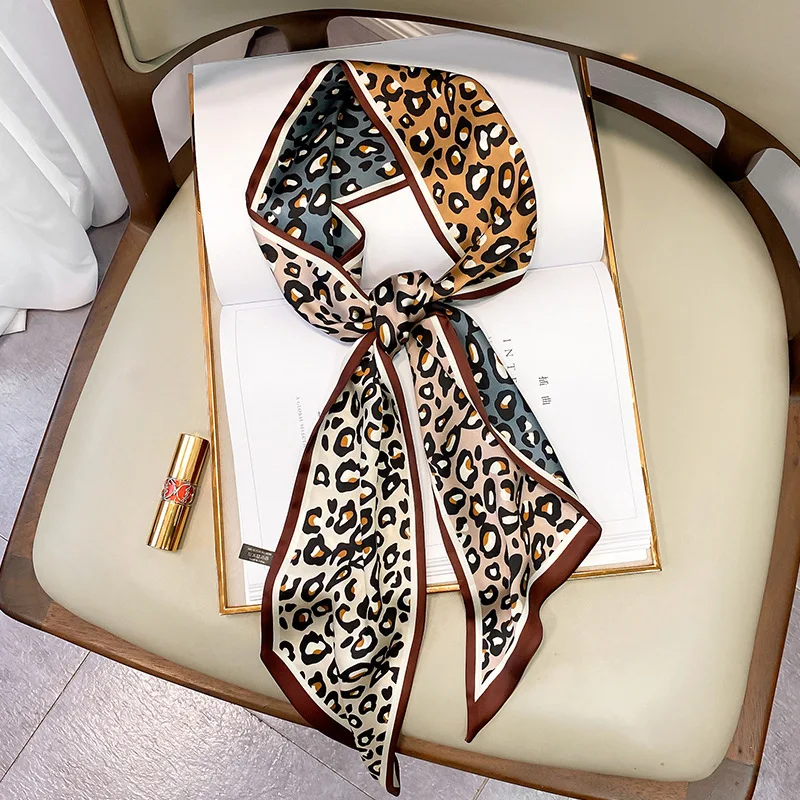 

Leopard Stripe Hair Scarfs for Women Narrow Fashion Long Print Design Bandanas Handkerchief Lady Head Hair Accessories